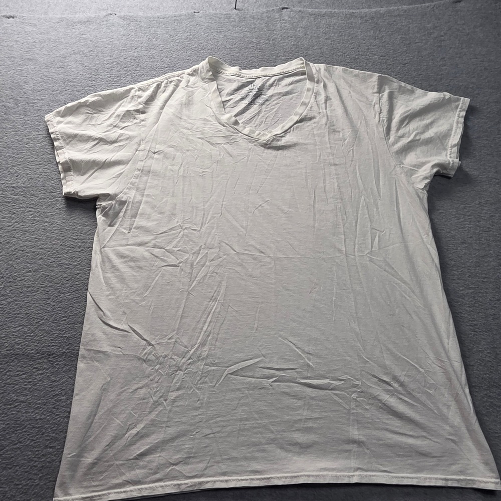 V Neck T Shirt Mens XL White Short Sleeve Cotton Basic Casual Tee George
